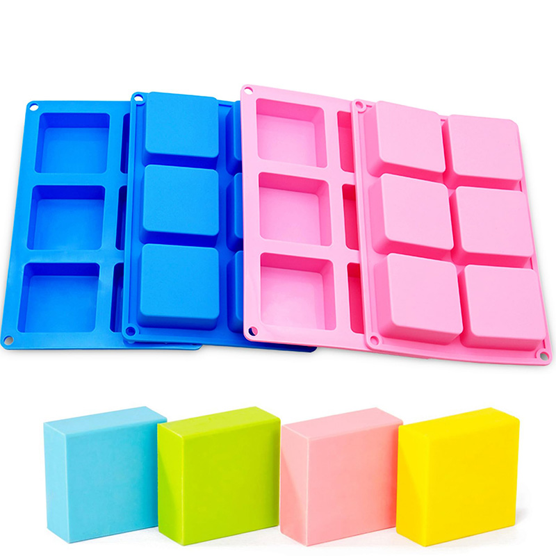 Soap Making Bar - 正方形のシリコン石鹸型,チョコレート,カップケーキ,コーンブレッド,マフィン,石鹸バー,6つの空洞,焦げ付き防止
