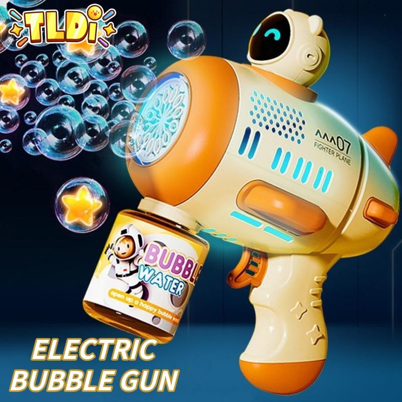 Soap Making Game - 電動バブルガン子供用バブルマシン全自動シャボン玉発生器12穴宇宙飛行士型吹き出し機屋外ゲーム子供用ギフト