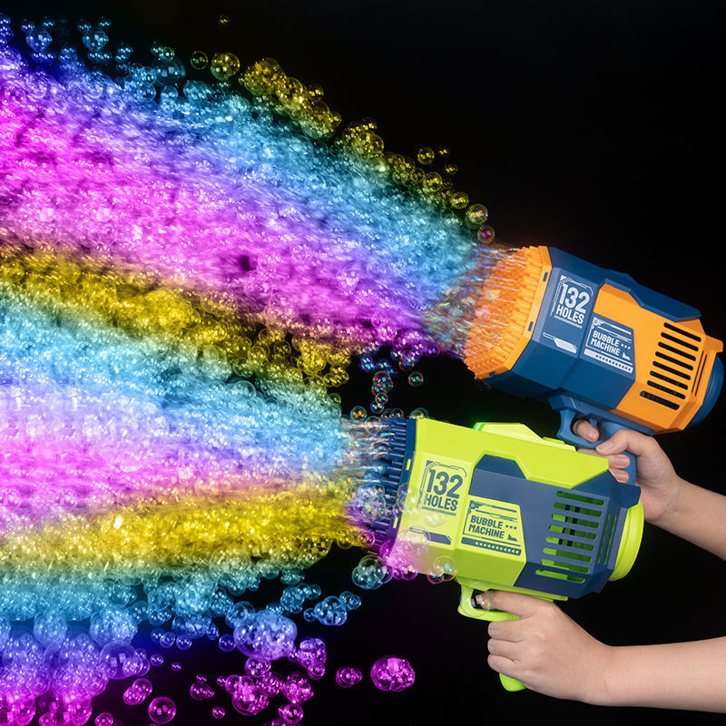 Soap Making Cold Process - 子供のためのシャボン玉ロケットバブルガン,電気シャボン玉機,ライト付き自動ブロワー,小さなおもちゃ,ギフト,132穴