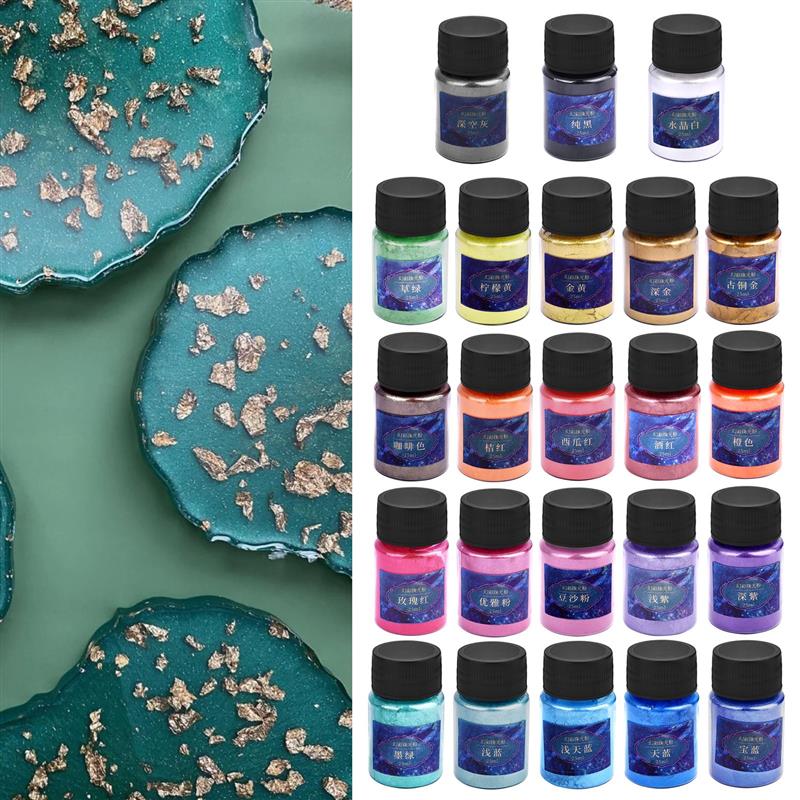 Mica Powder Colorant - 10 グラム/ボトル真珠光沢のある粉末樹脂顔料マイカミネラルパウダー染料エポキシ樹脂ペイント染料顔料ネイルアートの装飾メイクアップ 23 色