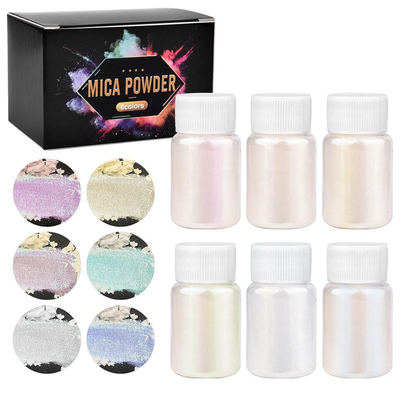 Mica Powder Colorant - 6 個セットエポキシ樹脂染料マイカパウダー粉末顔料セット樹脂マイカ真珠光沢のある樹脂パールボックス詰めマイカ着色剤樹脂