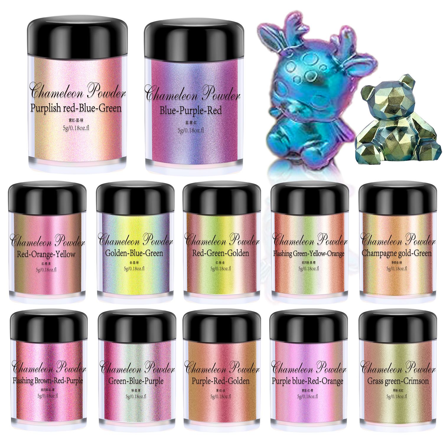 Mica Powder Colorant - 5 グラムカメレオンパウダーネイル染色マイカパウダー着色剤樹脂顔料染料真珠光沢のあるパール UV 樹脂エポキシジュエリーメイキング