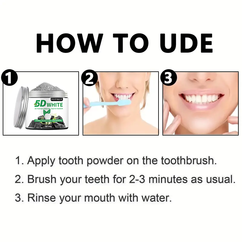 YUlTlKUE 5D ホワイト活性炭歯磨き粉 天然歯のホワ - Activated Charcoal Powder のレビューと価格