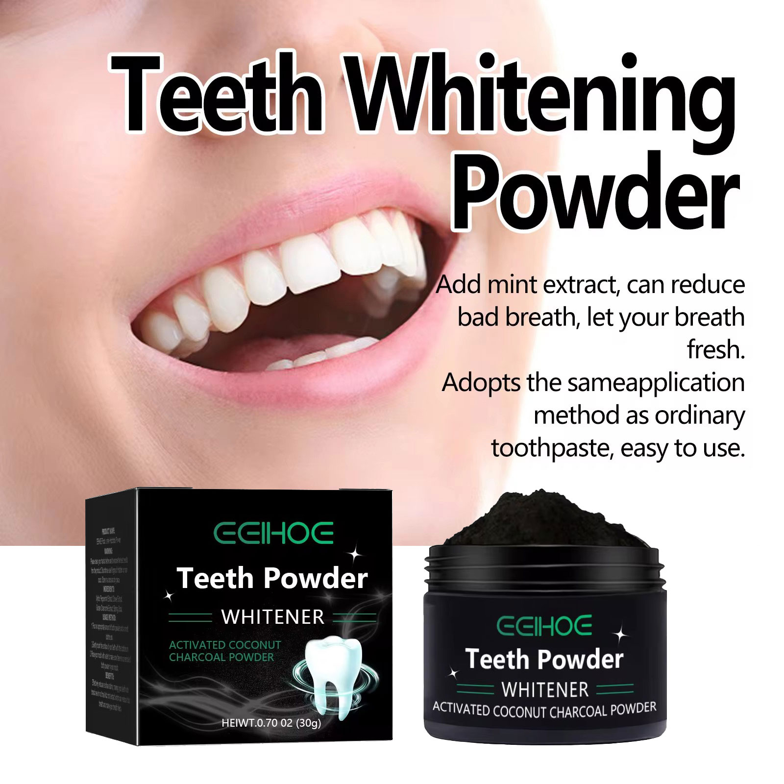 EELHOE 炭パウダー歯のホワイトニング製品の汚れを除去口 - Activated Charcoal Powder のレビューと価格