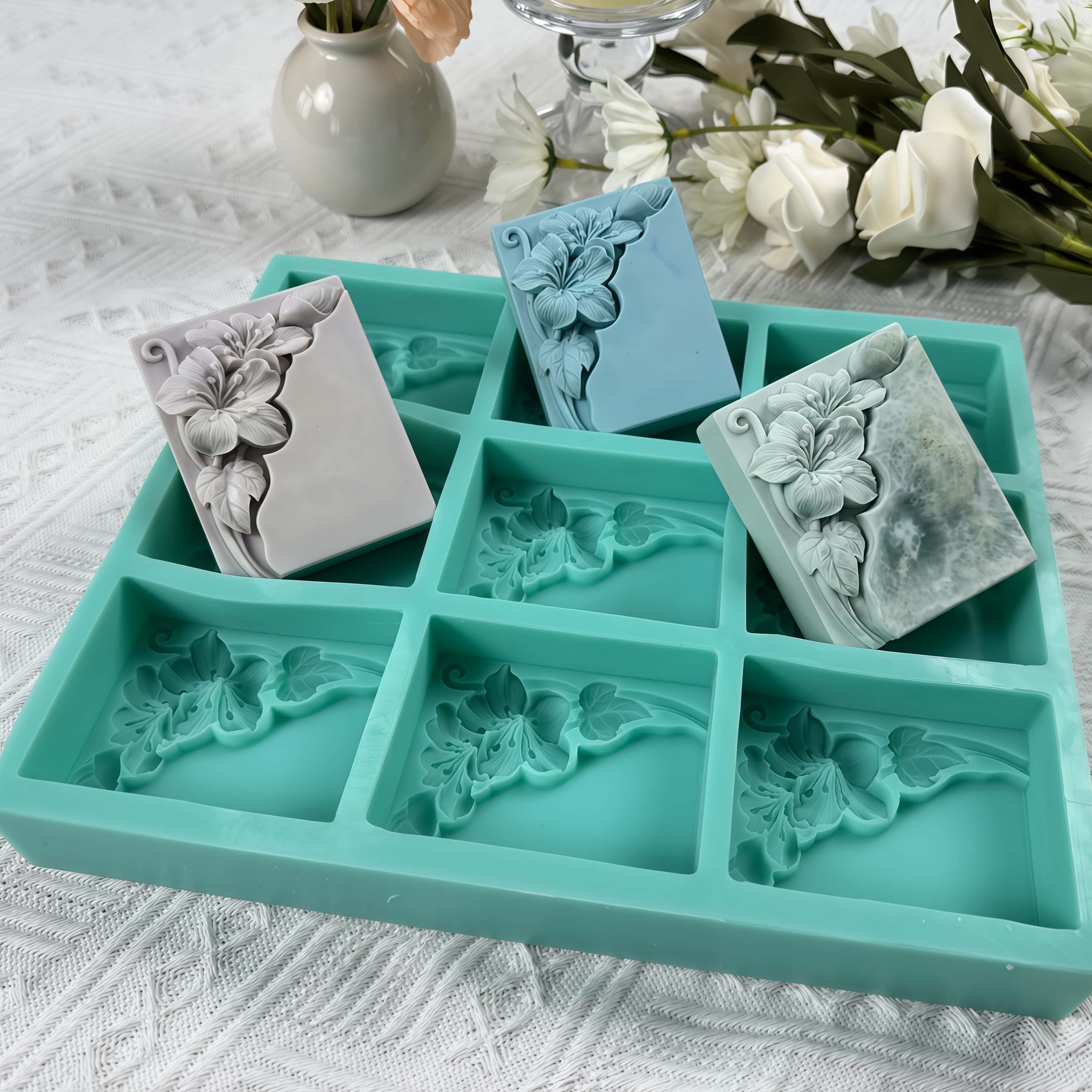 9つのキャビティを持つタングフラワー型石鹸型、天然石鹸作り用 - Soap Making Ideas のレビューと価格