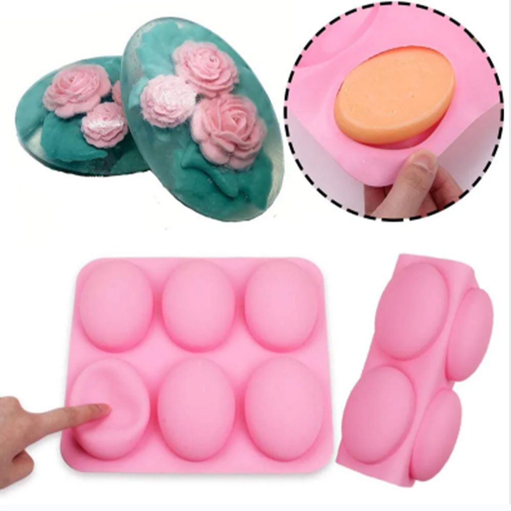多機能楕円形シリコン石鹸型、6つの空洞、ケーキベーキングパン - Soap Making Ideas のレビューと価格