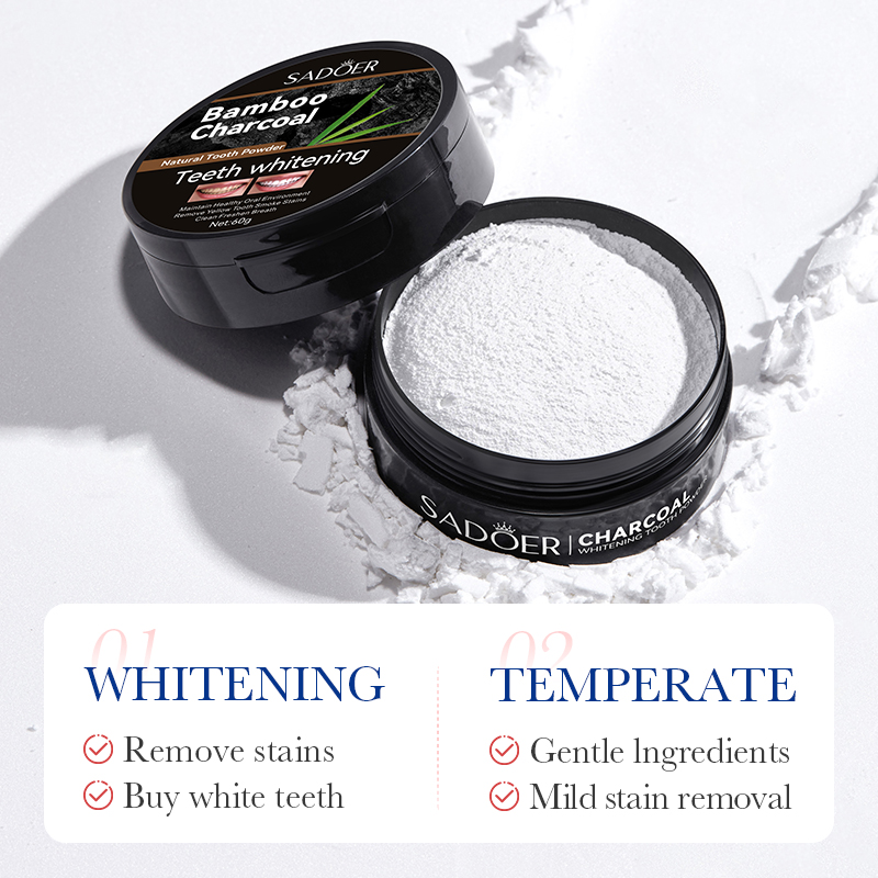 竹炭活性炭ホワイトニング歯磨き粉、息を爽やかにする、黄ばんだ - Activated Charcoal Powder のレビューと価格