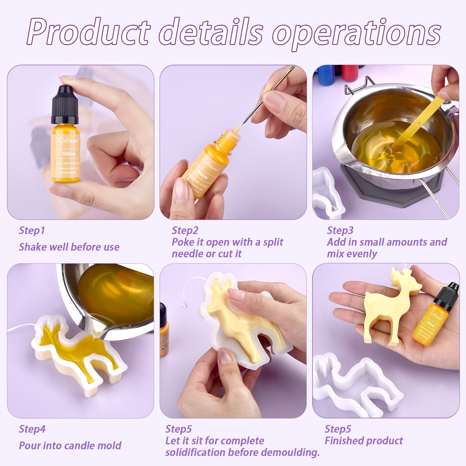 キャンドル着色剤キット,着色顔料セット,日曜大工用品,アロマ - Soap Making Liquid のレビューと価格