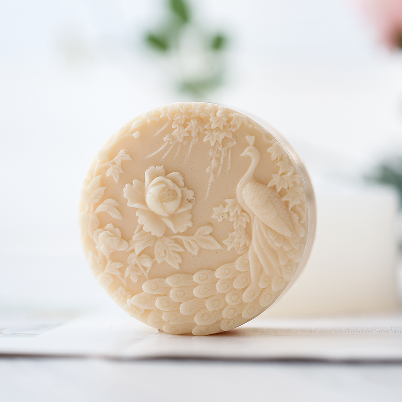 孔雀の花柄シリコン石鹸型フレキシブル手作りラウンド石鹸キャン - Soap Making Ideas のレビューと価格